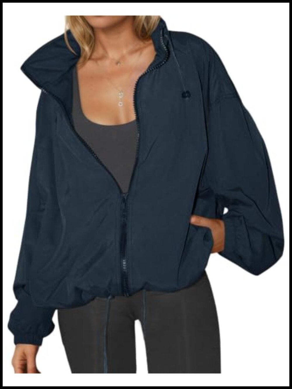 Lightweight Waterproof Hooded Windbreaker Zip Up Rain Jacket